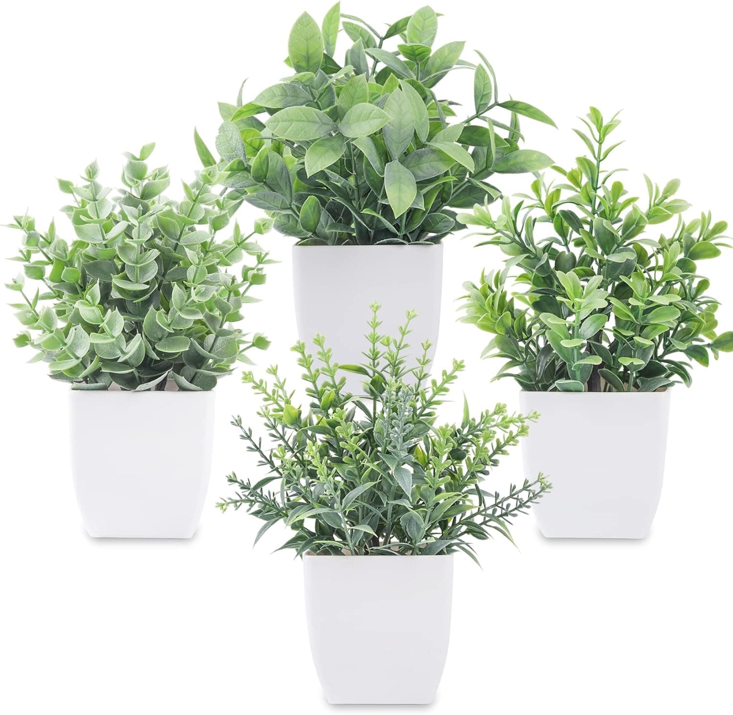 Der Rose 4 Pack Fake Plants Mini Artificial Greenery Potted Plants