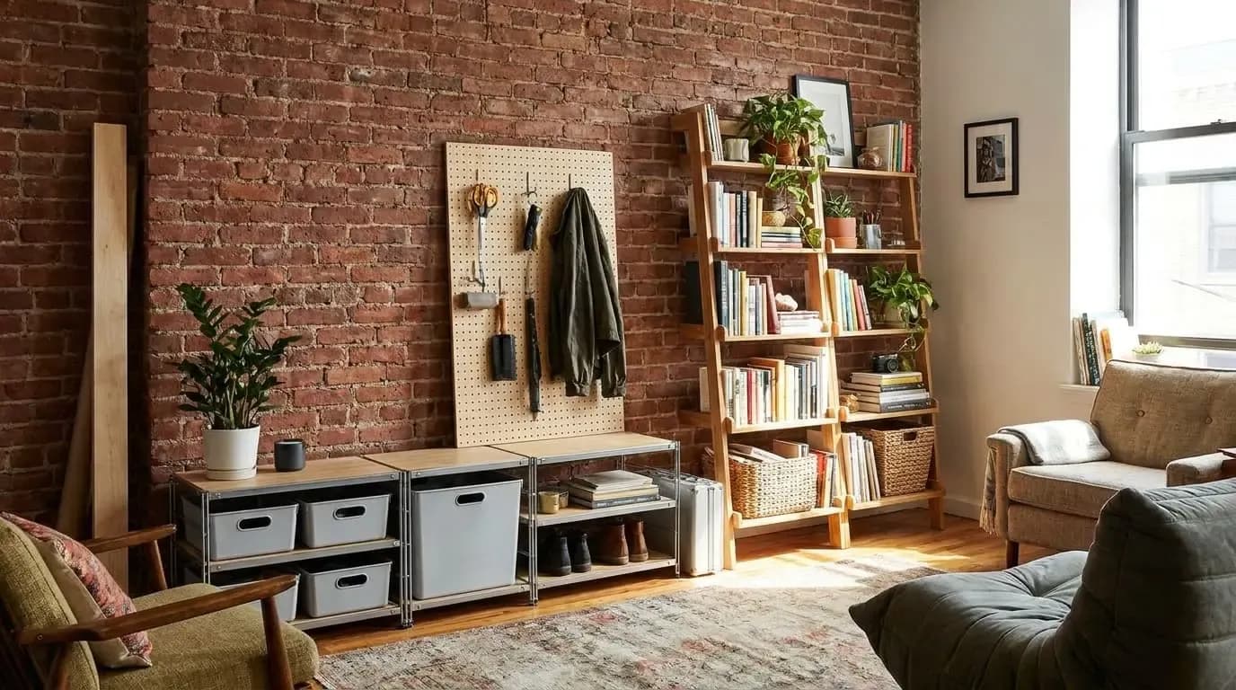 No Drill Storage on Brick and Textured Walls