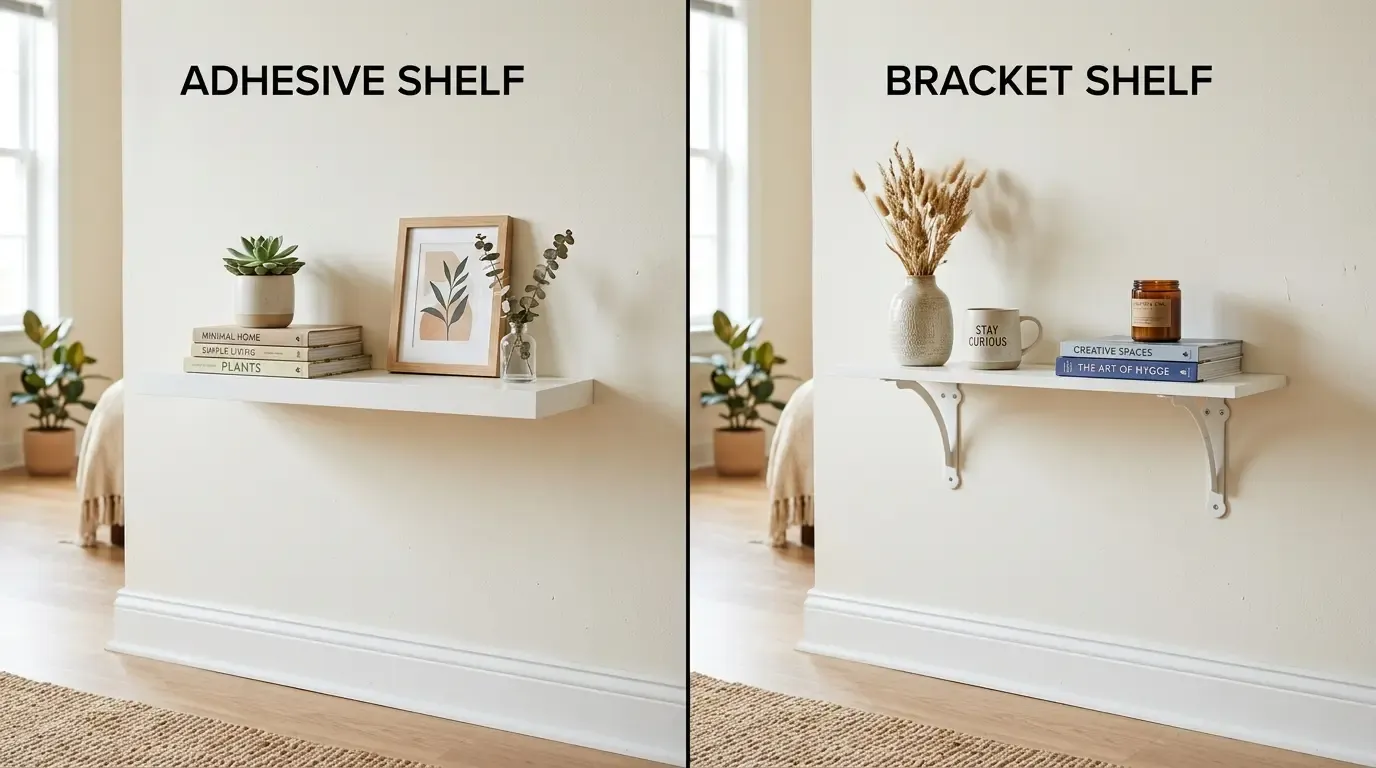 No-Drill vs Mounted Shelves for Renters